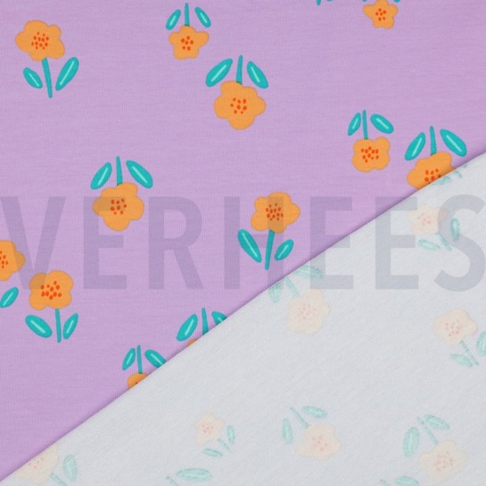 FRENCH TERRY FLOWERS LAVENDER #7