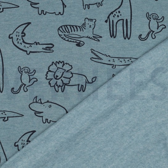 SWEAT MELANGE SAFARI TIERE RAUCHBLAU MELIERT #7