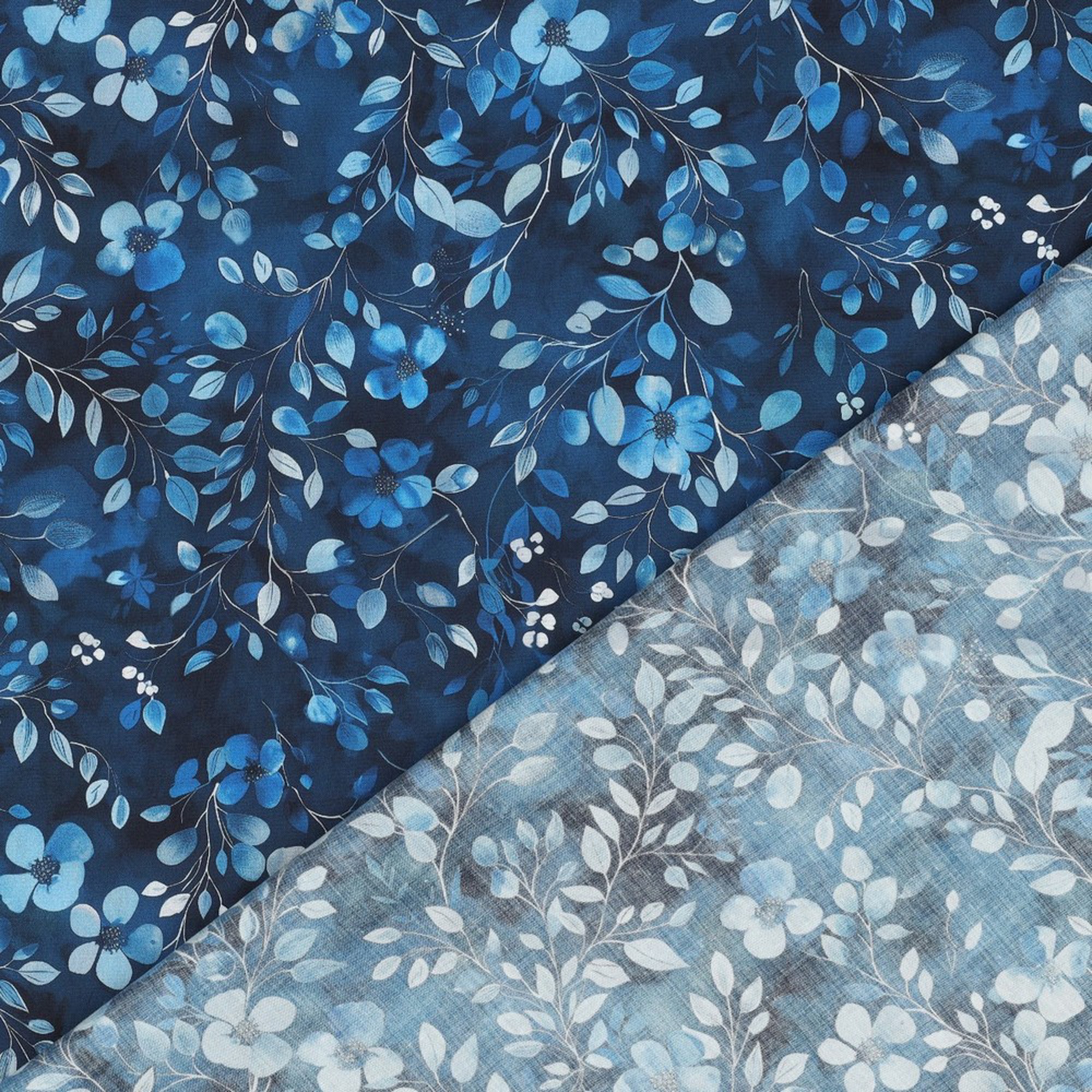FINE POPLIN DIGITAL LEAVES COBALT (high resolution) #4