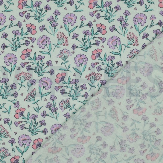 DOUBLE GAUZE BLOEMEN MINT #7