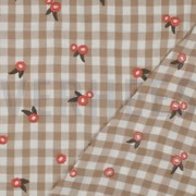 DOUBLE GAUZE CHECKS EMBROIDERY FLOWERS BEIGE (thumbnail) #4