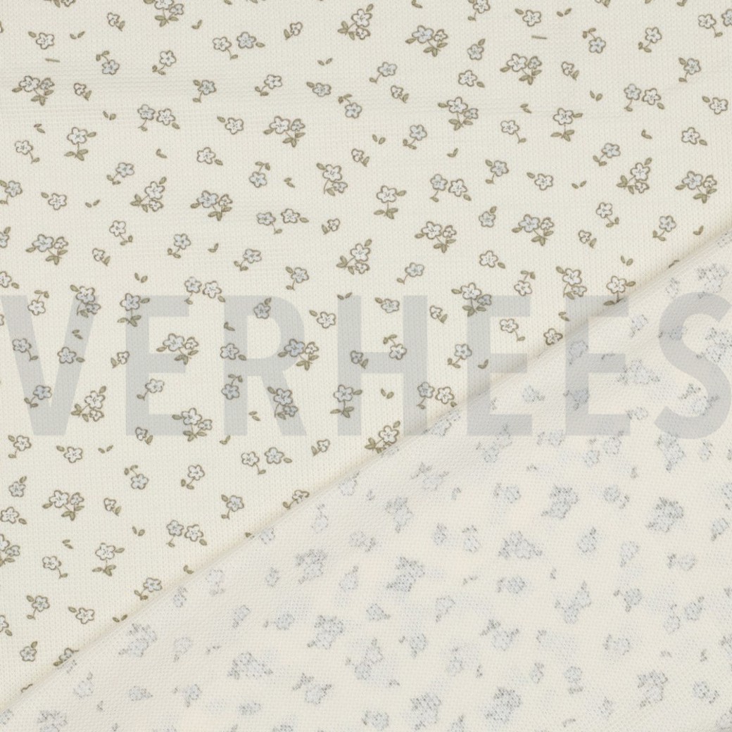 WAFFLE JERSEY FLOWERS ECRU #4