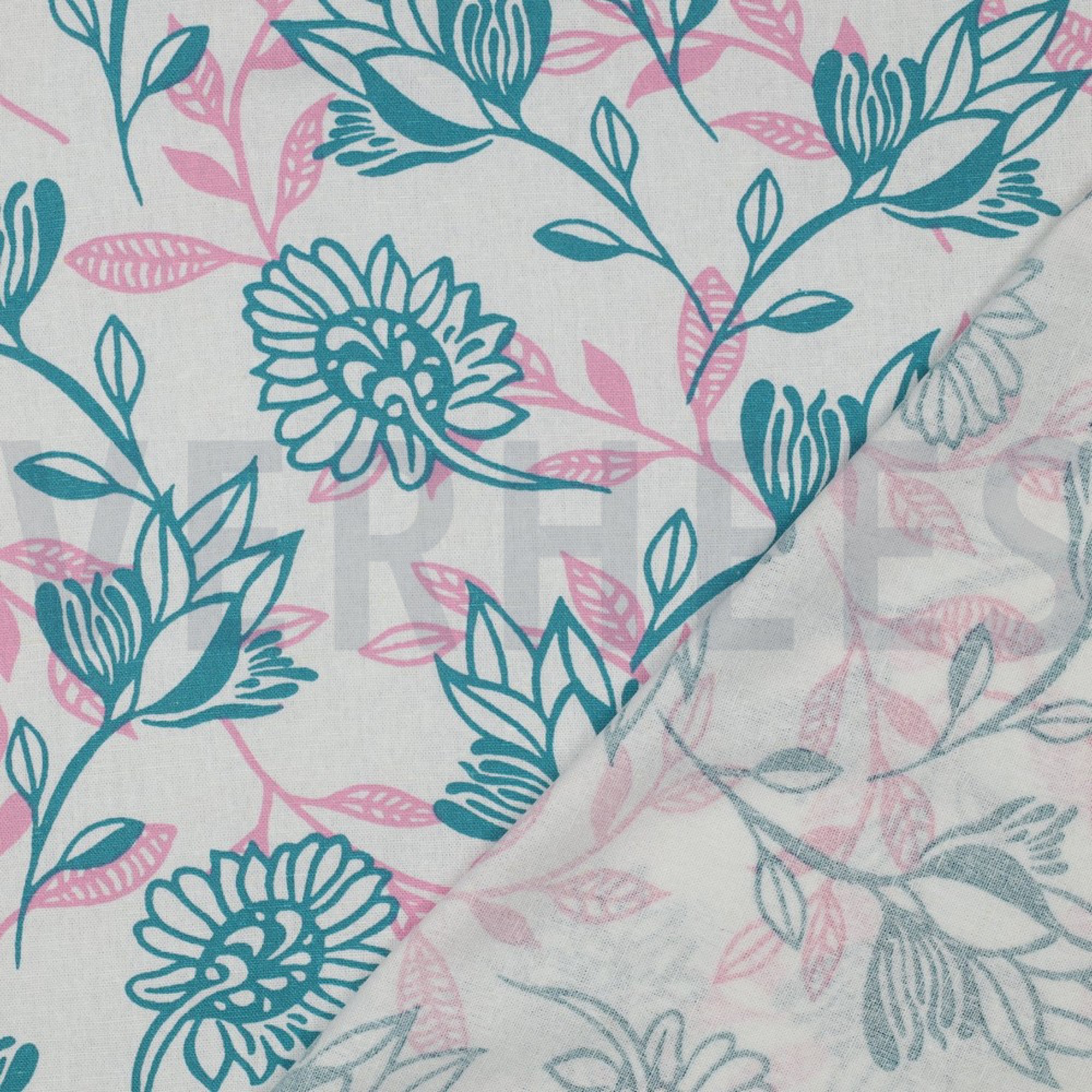 LINEN VISCOSE FLOWERS PINK (high resolution) #4