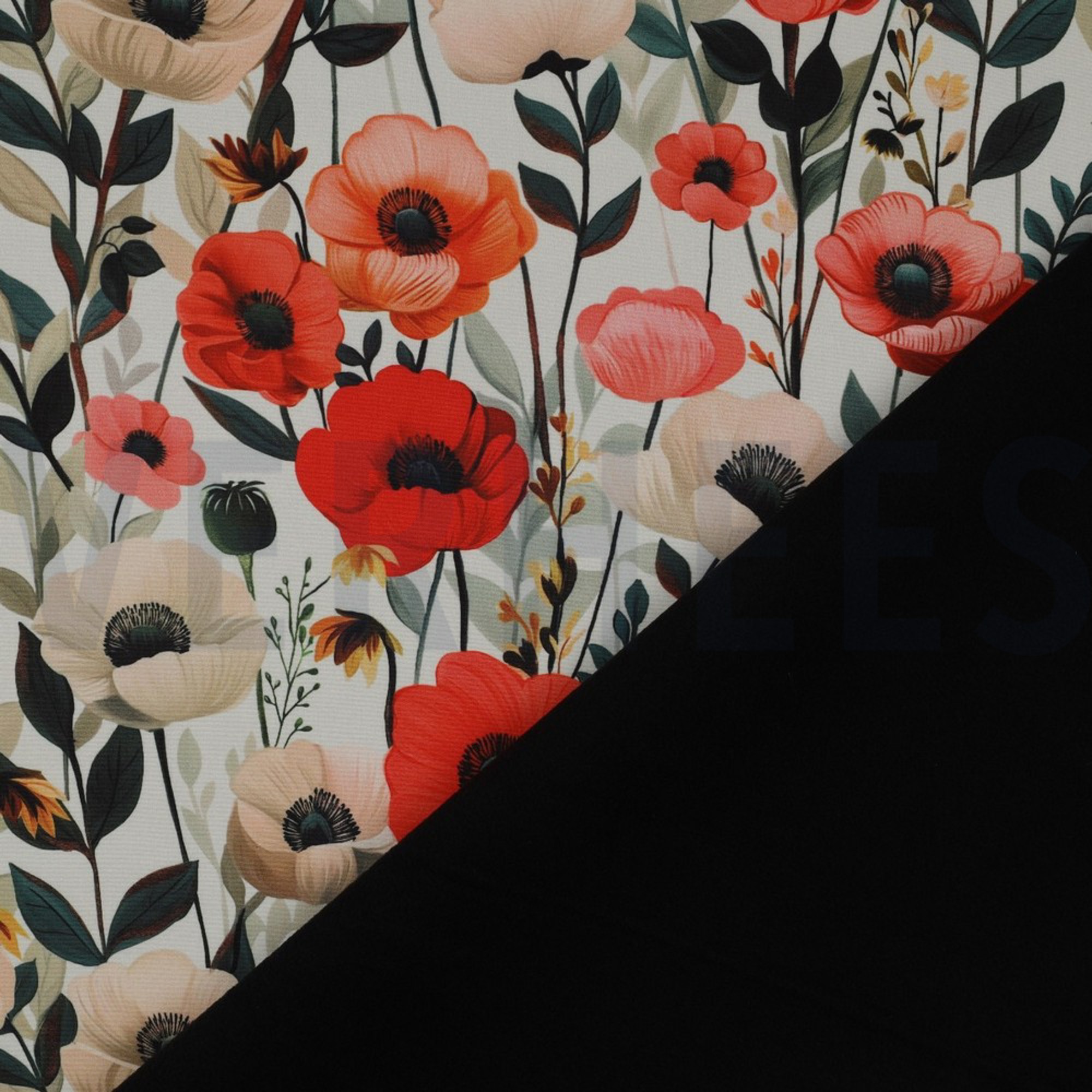 SOFTSHELL DIGITAL POPPIES OFF WHITE (high resolution) #4