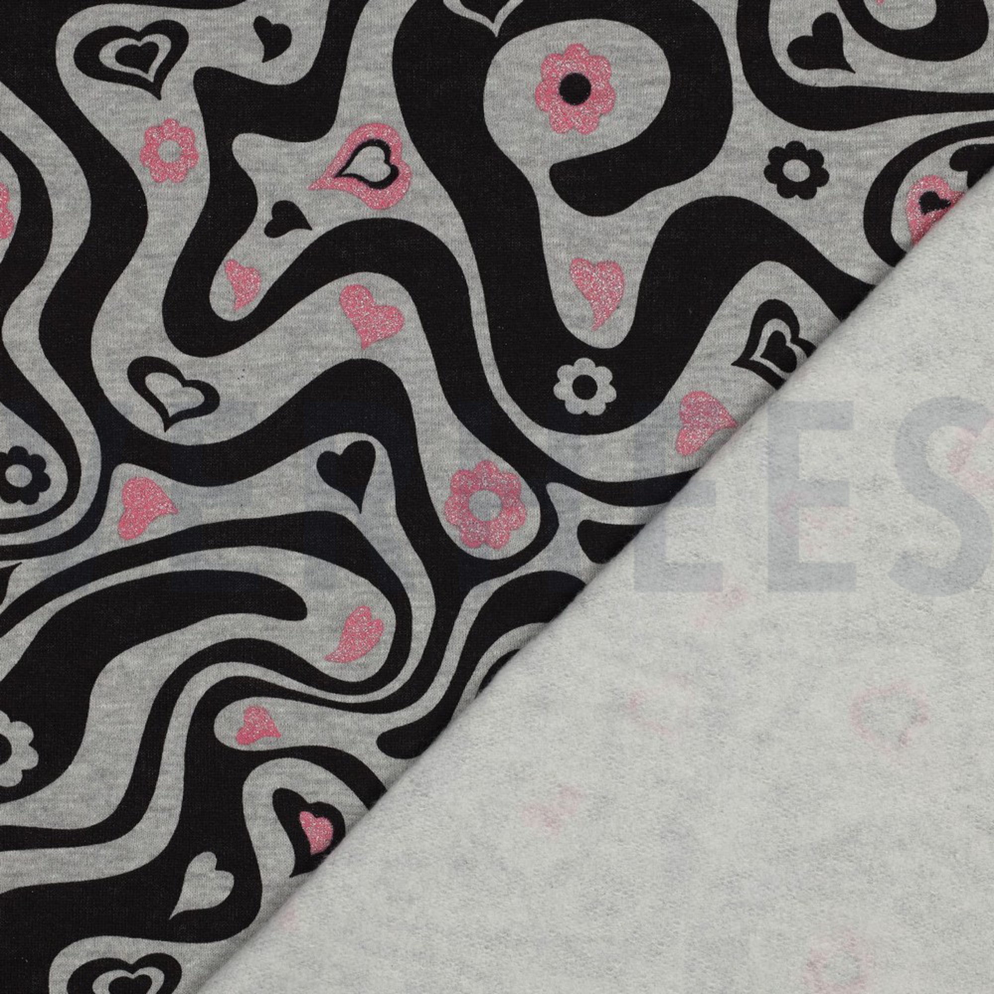 SWEAT MELANGE GLITTER RETRO FLOWERS LIGHT GREY MELANGE (high resolution) #4