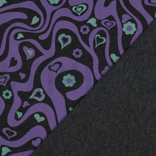 SWEAT MELANGE GLITZER RETRO BLUMEN ANTHRAZIT MELIERT #7