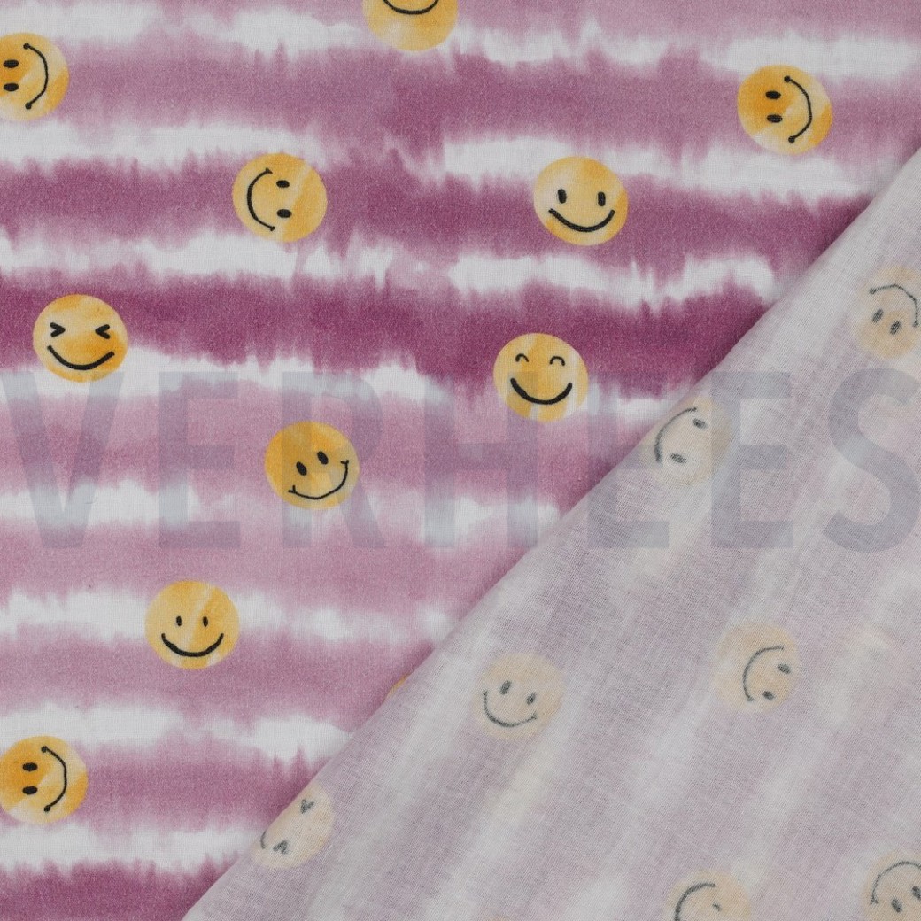 DOUBLE GAUZE DIGITAL HAPPY FACES BLUSH #4