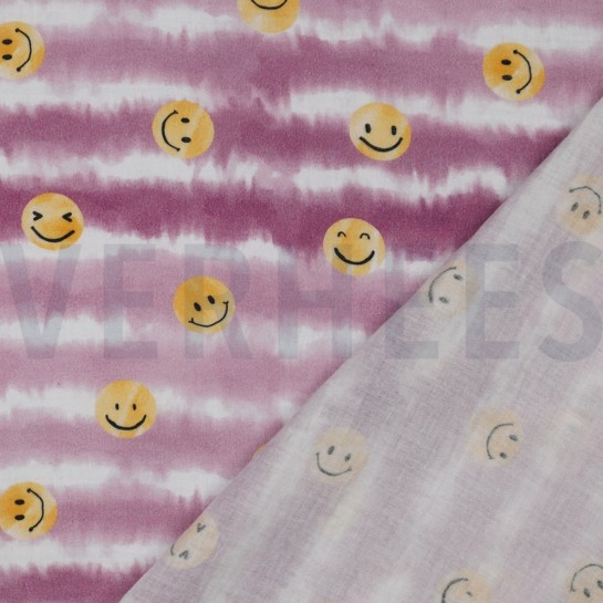 DOUBLE GAUZE DIGITAL HAPPY FACES BLUSH #7