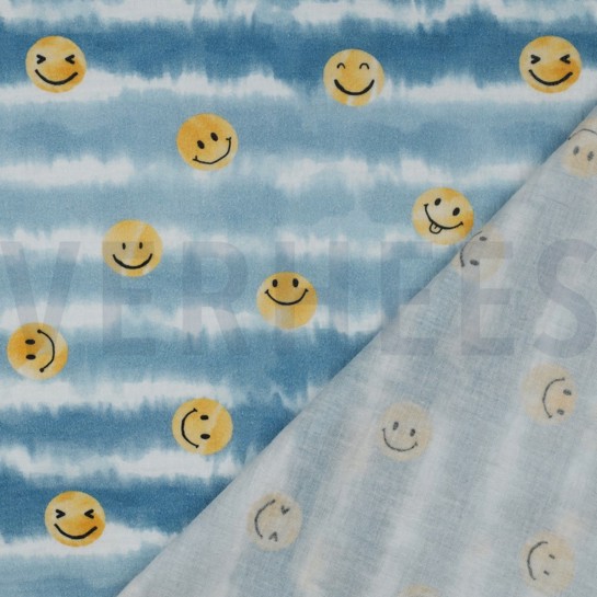 MUSSELIN DIGITAL SMILEYS JEANSBLAU #7