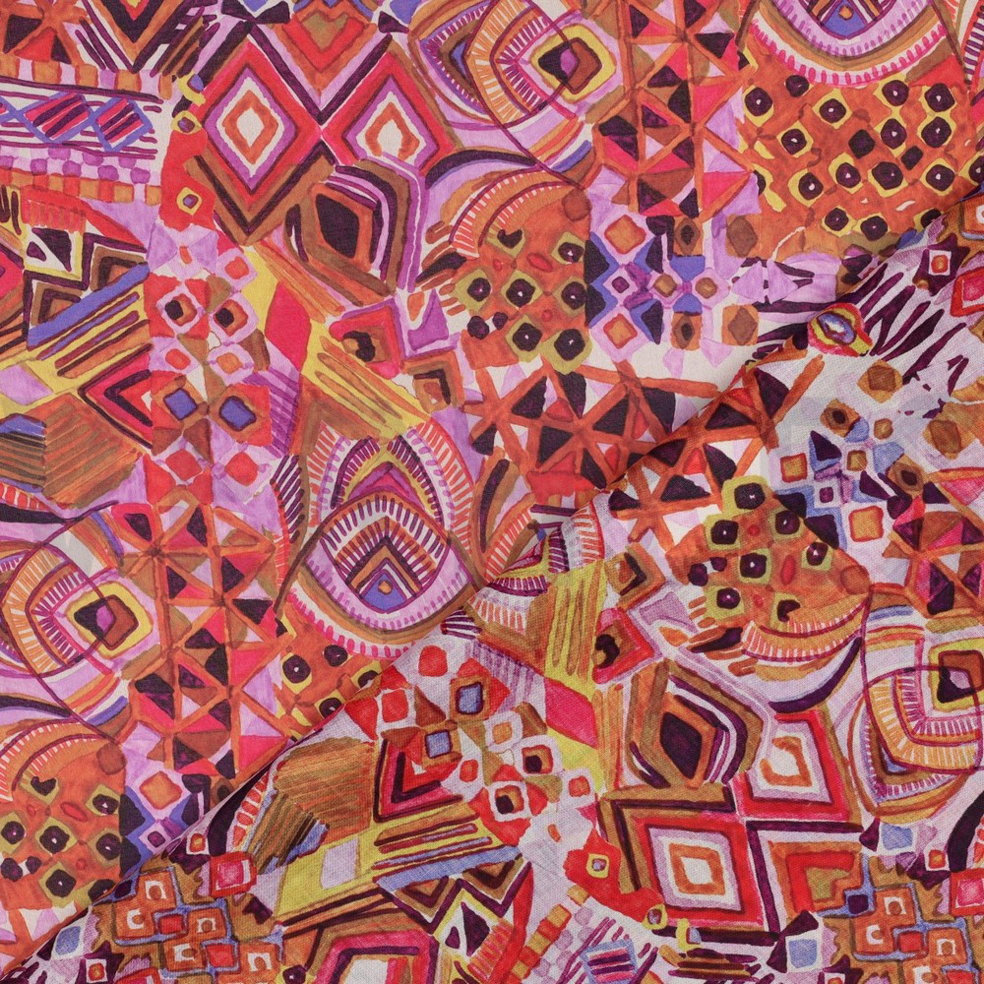 COTTON VOILE DIGITAL ABSTRACT OCHRE (high resolution) #4