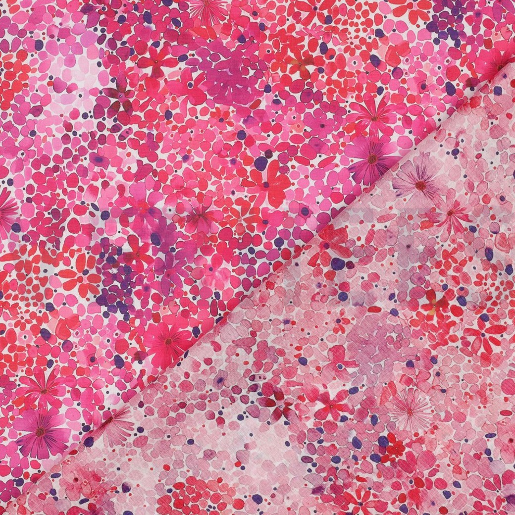 COTTON VOILE DIGITAL FLOWERS PINK #4