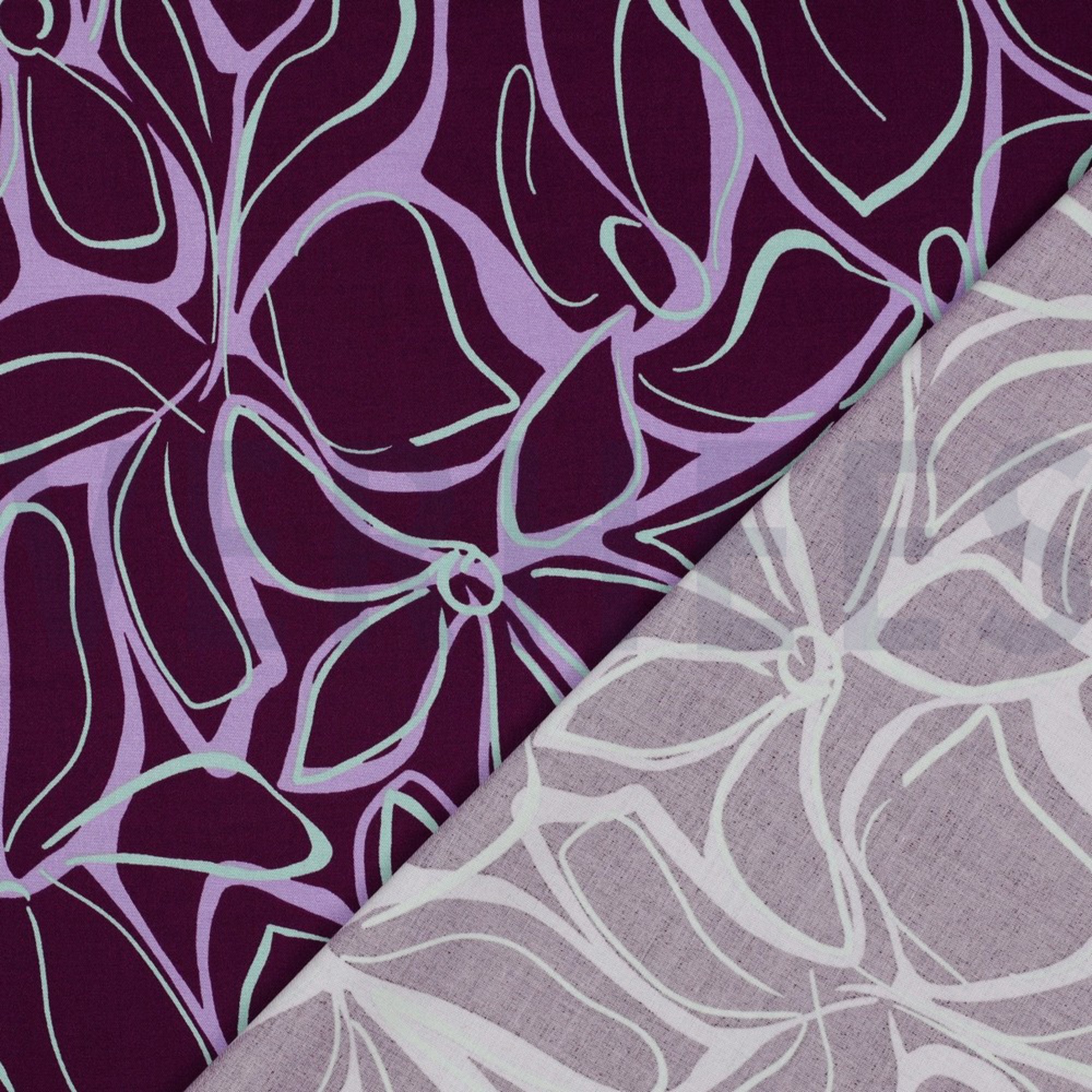 ROSELLA STRETCH ABSTRACT FLOWERS PURPLE (high resolution) #4