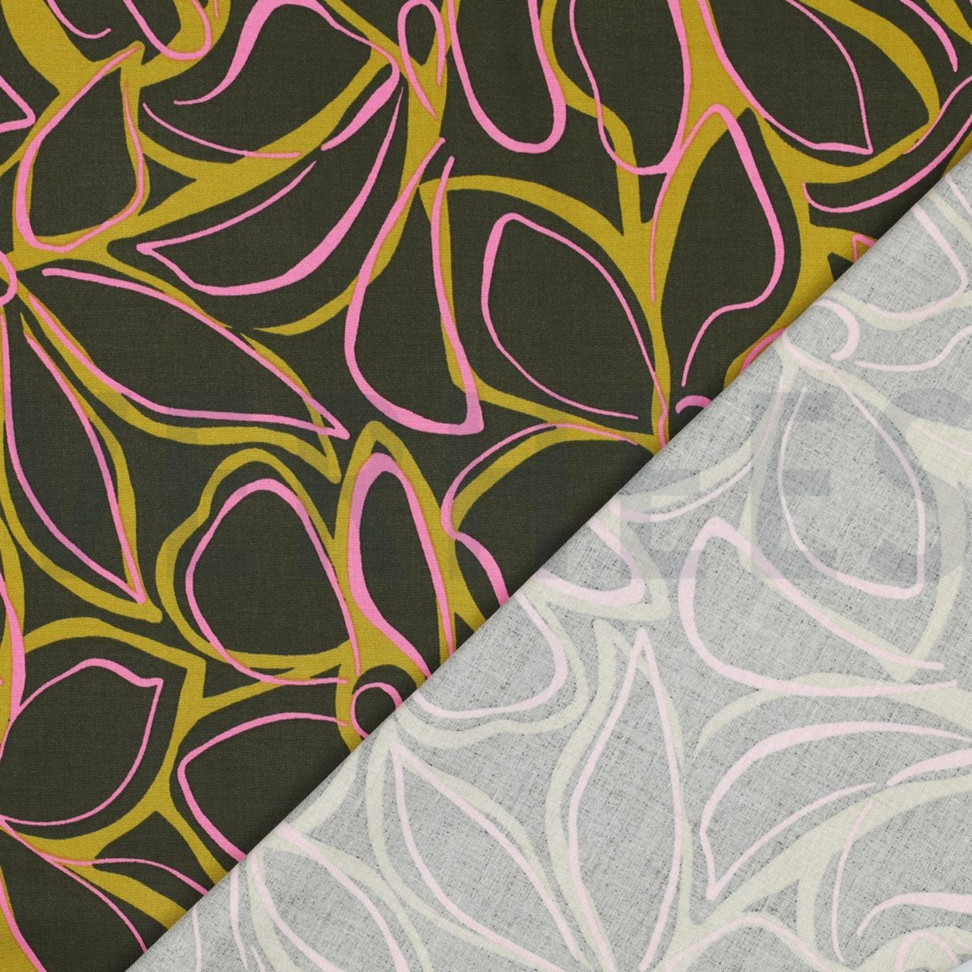 ROSELLA STRETCH ABSTRACT FLOWERS DARK GREEN (high resolution) #4