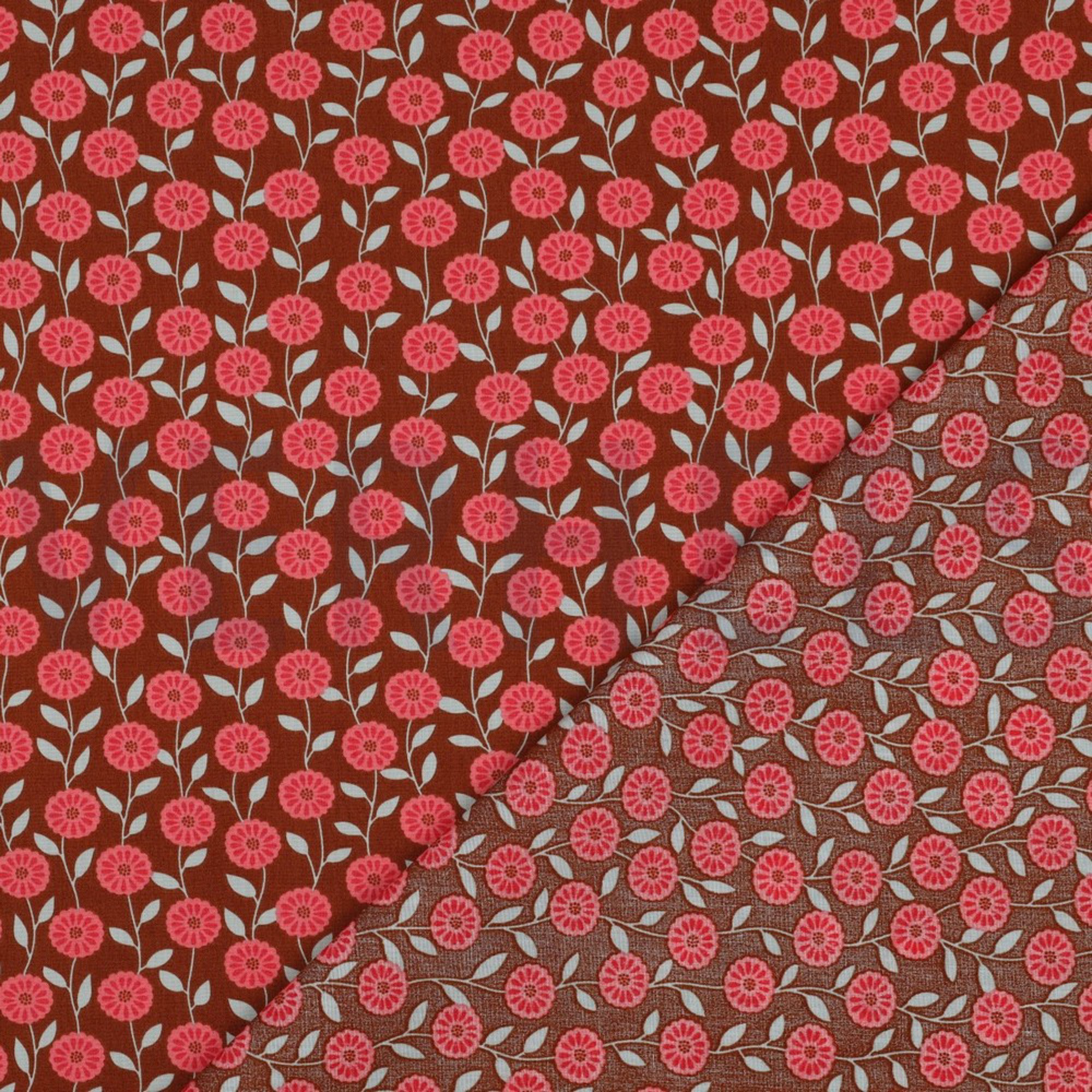 FINE POPLIN FLOWERS & CHECKS CARAMEL (high resolution) #4
