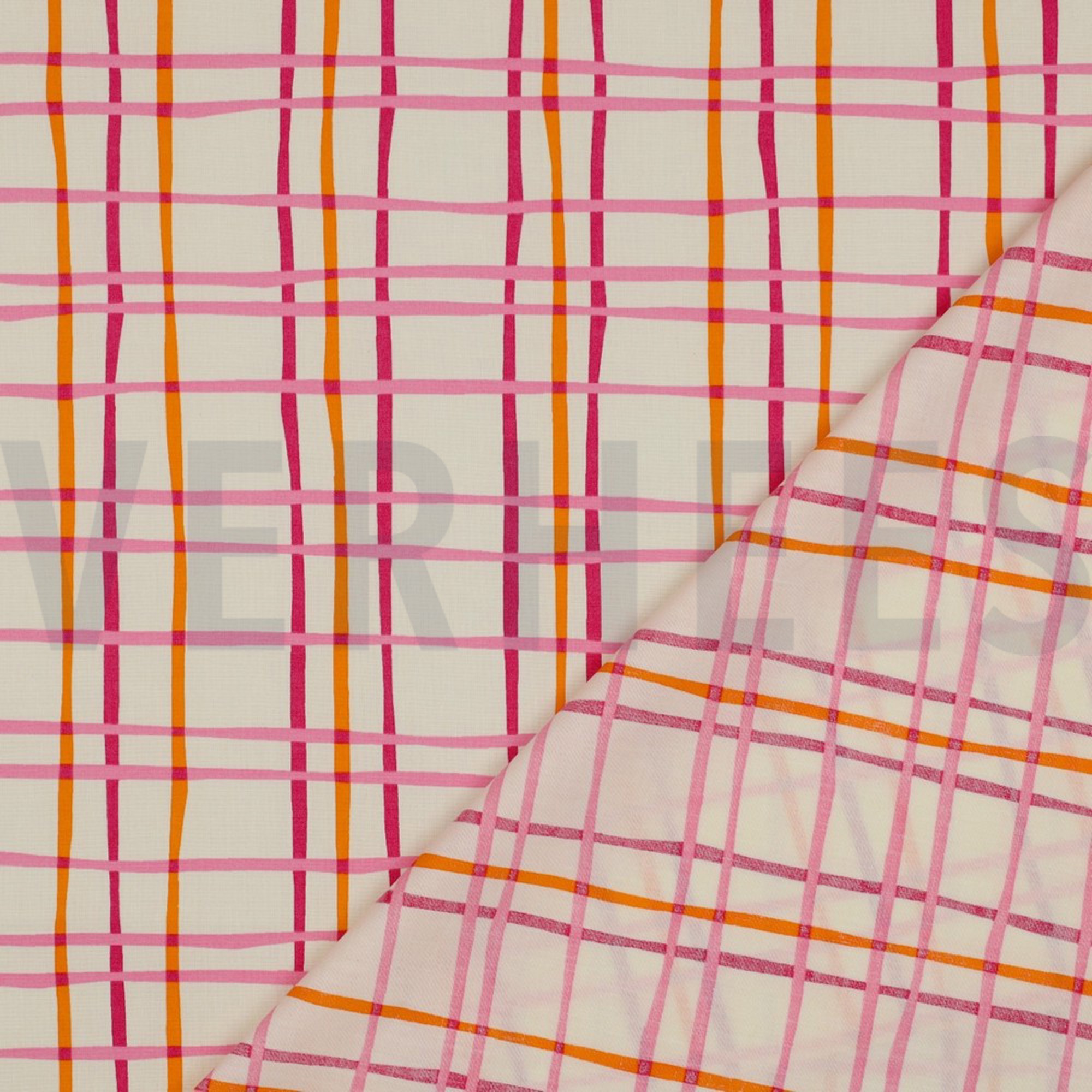 FINE POPLIN FLOWERS & CHECKS OFF WHITE (high resolution) #4