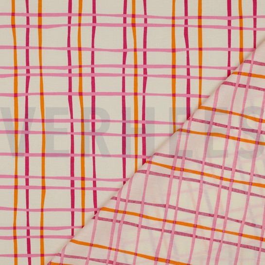 KATOENEN POPLIN BLOEMEN & RUITEN GEBROKEN WIT #7