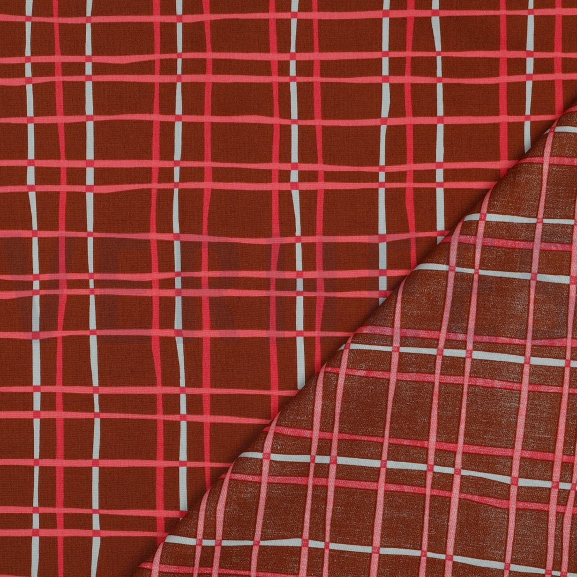 FINE POPLIN FLOWERS & CHECKS CARAMEL (high resolution) #4