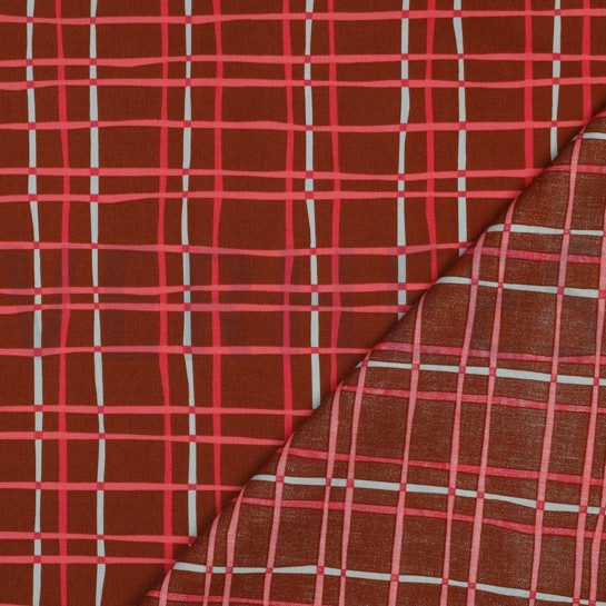 BAUMWOLLE POPELINE BLUMEN & KAROS KARAMELL #7