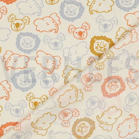 KATOENEN POPLIN SAFARI DIEREN ECRU #7