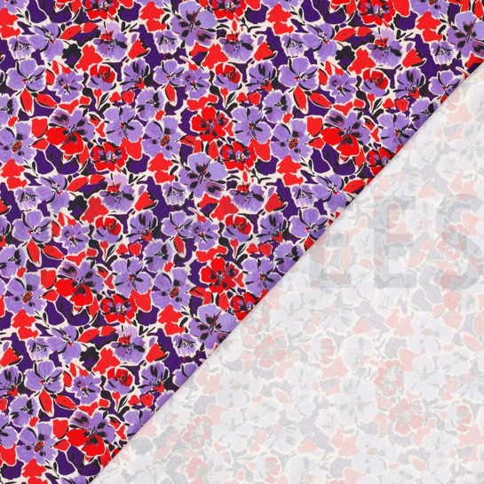 VISCOSE ROSELLA STRETCH DIGITAAL BLOEMEN LILA #7