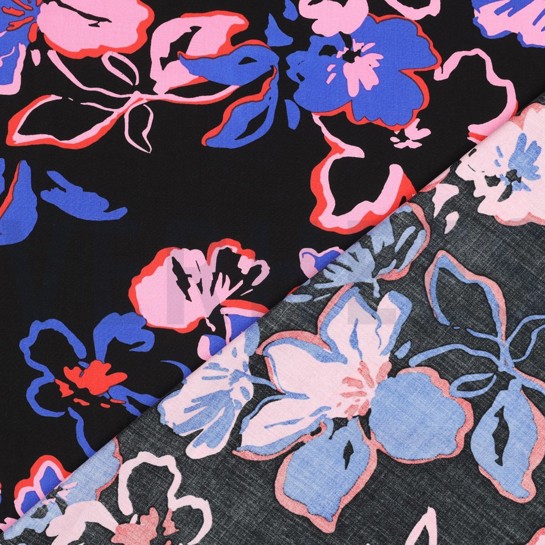 LENZING™ ECOVERO™ BLOEMEN ZWART #7