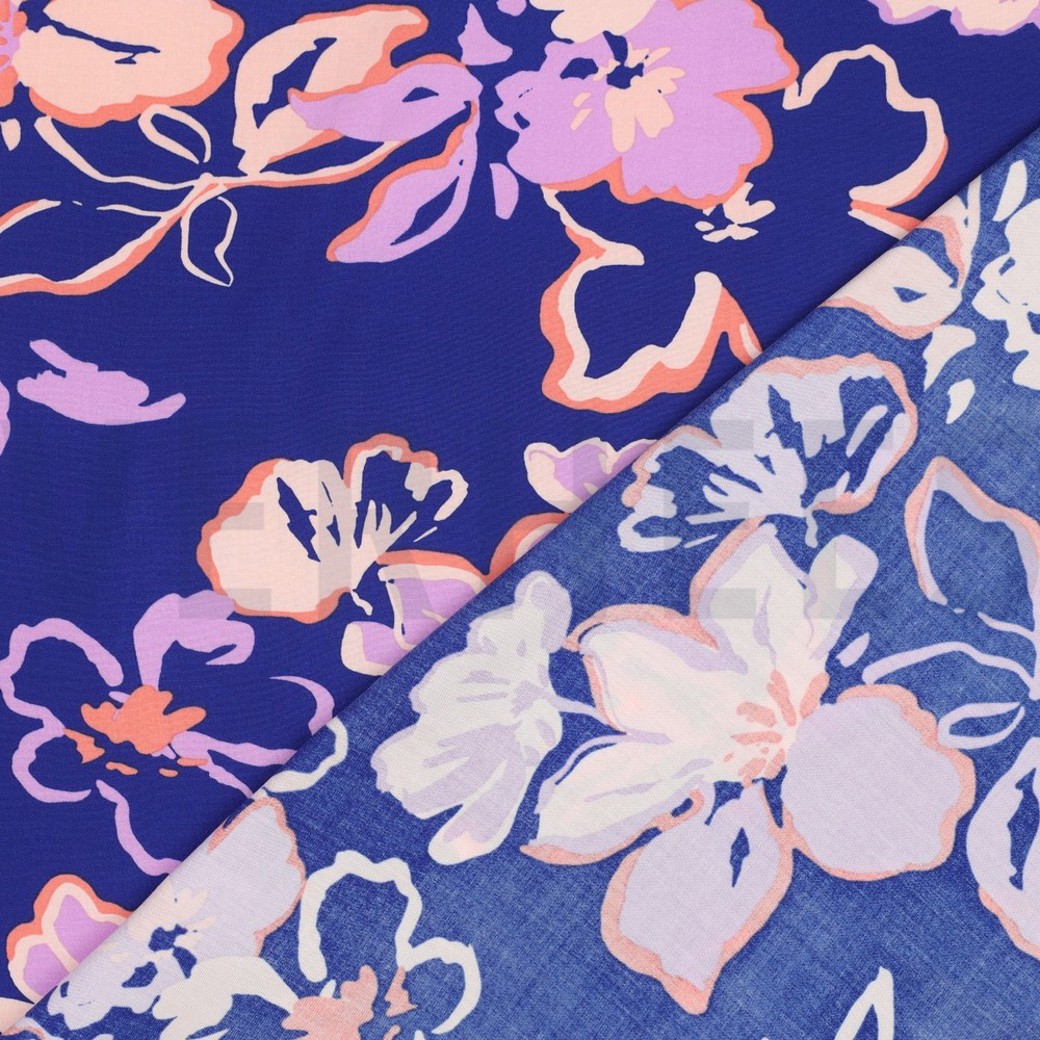 LENZING ECOVERO FLOWERS COBALT #4