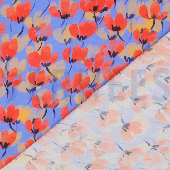 VISCOSE RADIANCE DIGITAL FLOWERS BLUE #7