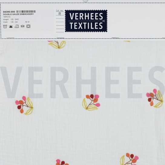 MUSSELIN STICKEREI BLUMEN WEISS #7