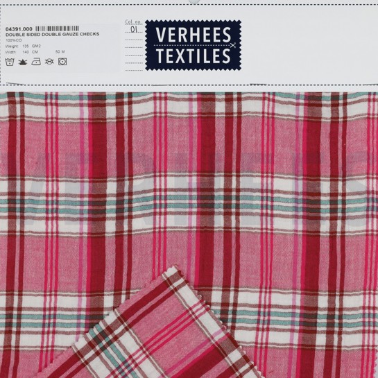 DOUBLE FACE DOUBLE GAZE DE COTON CARREAUX CARREAUX ROSES #7