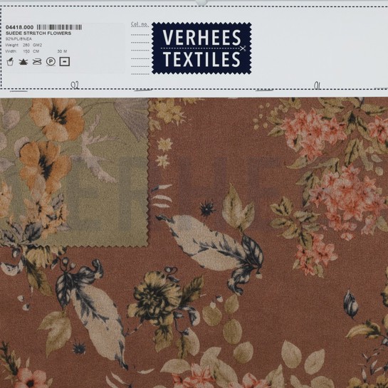 SUEDE STRETCH BLUMEN HASELNUSS #7