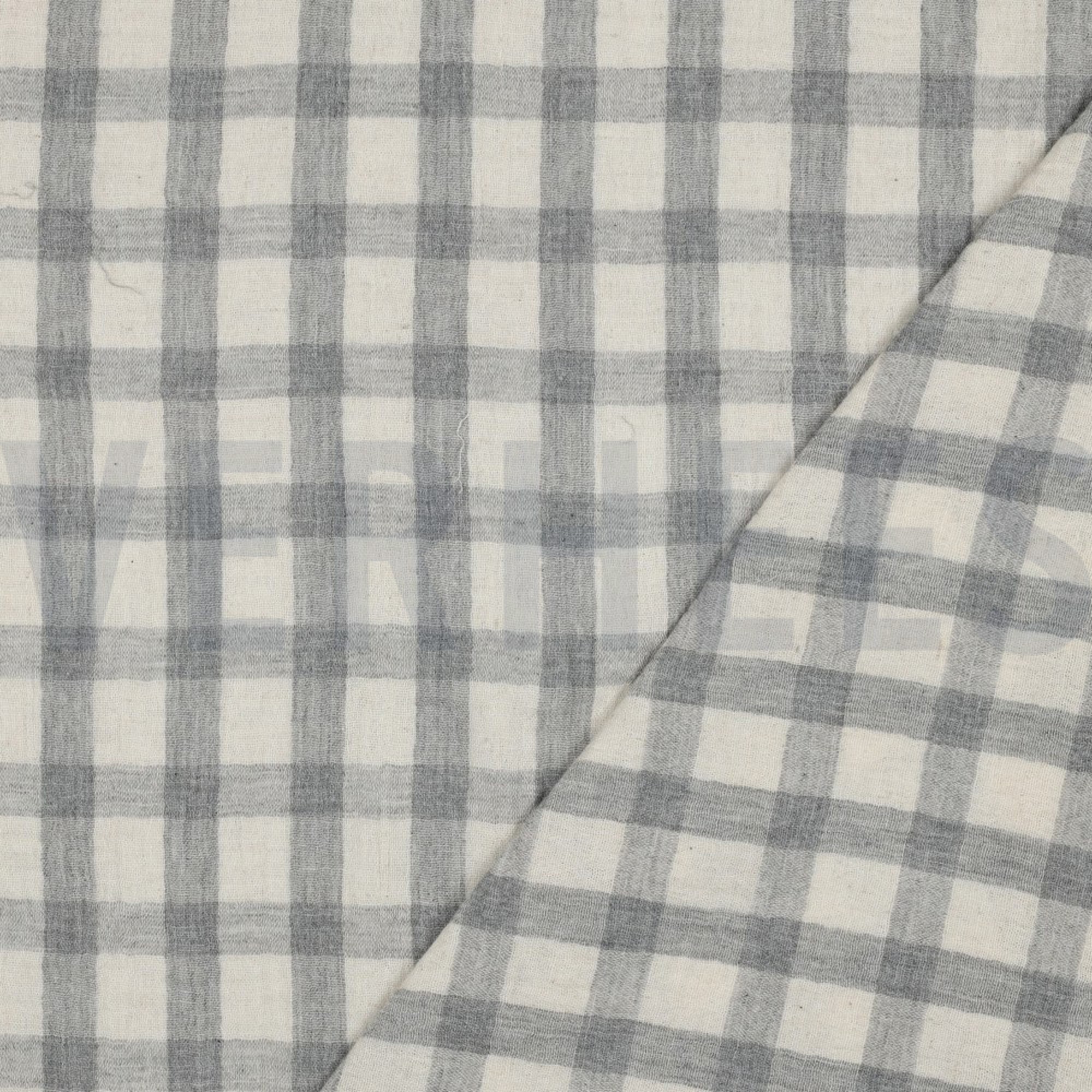 DOUBLE GAUZE LINEN YARN DYED CHECKS GREY / NATURAL (high resolution) #4