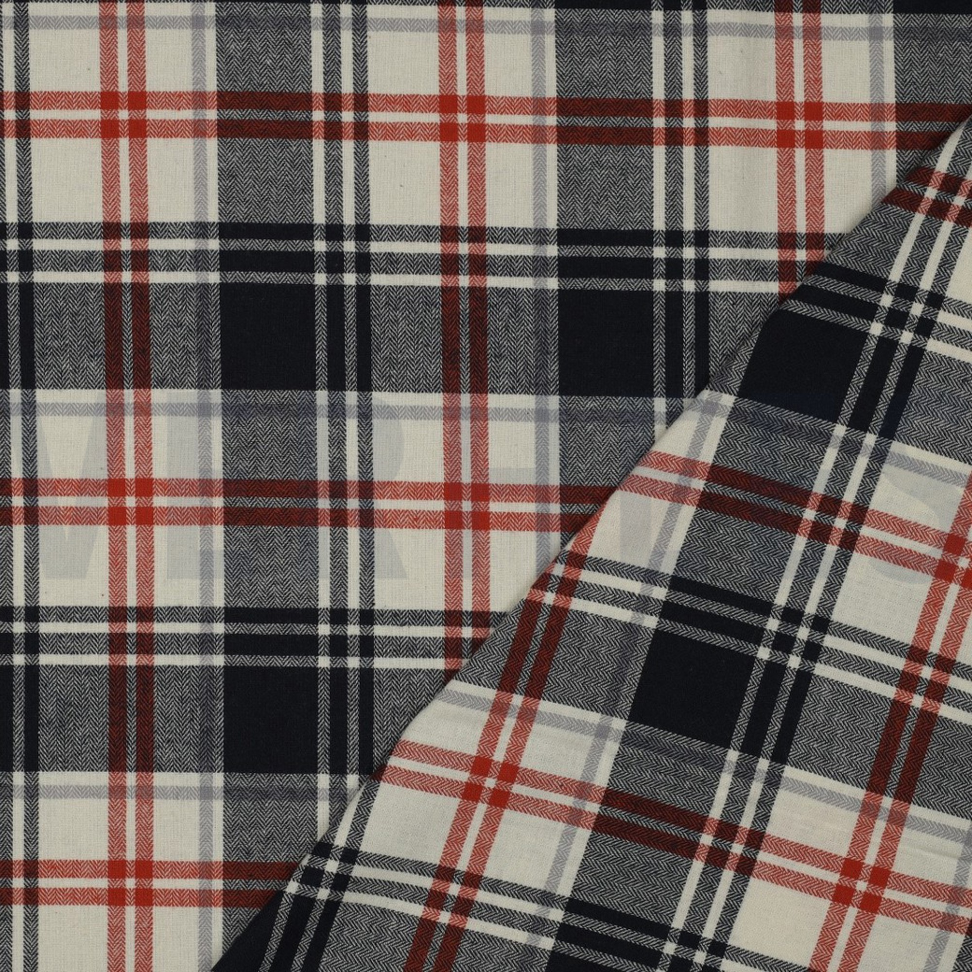 COTTON YARN DYED BRUSHED CHECKS NAVY / BRIQUE (high resolution) #4