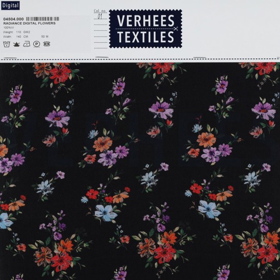 VISKOSE RADIANCE DIGITAL BLUMEN SCHWARZ #7