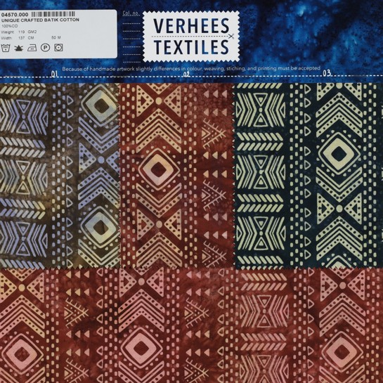 HANDGEMAAKTE BATIK KATOEN BRUIN #7