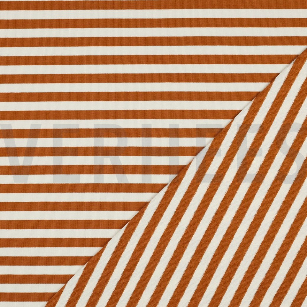 FRENCH TERRY YARN DYED STRIPES LIGHT BROWN / OFF WHITE #4