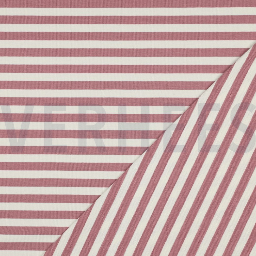 FRENCH TERRY YARN DYED STRIPES DARK ROSE #4