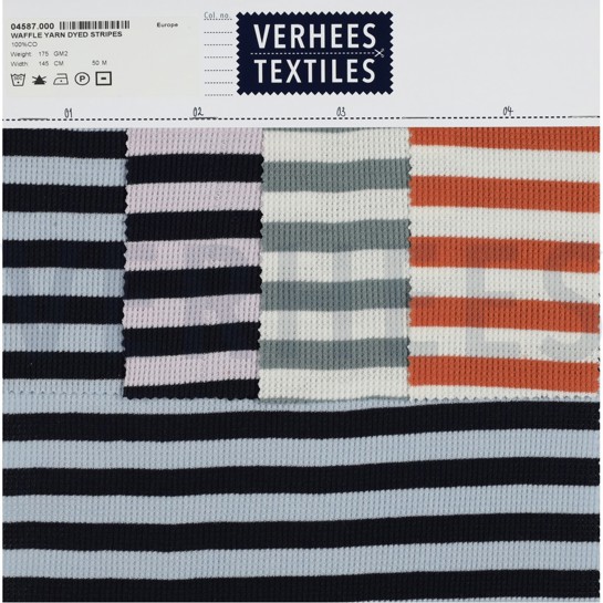 WAFFLE YARN DYED STRIPES NAVY / LILAC #7