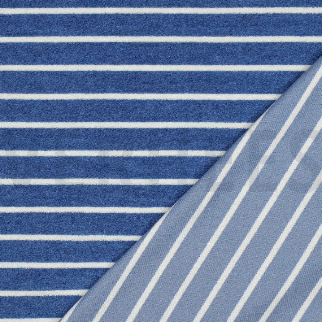 COTTON TOWELLING YARN DYED STRIPES LIGHT BLUE / ECRU #4