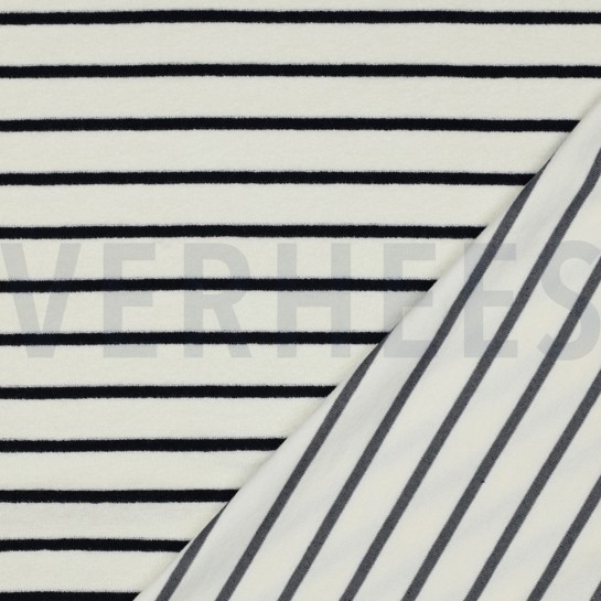 BAUMWOLLE FROTTEE GARNGEFÄRBT STREIFEN DUNKELBLAU #7