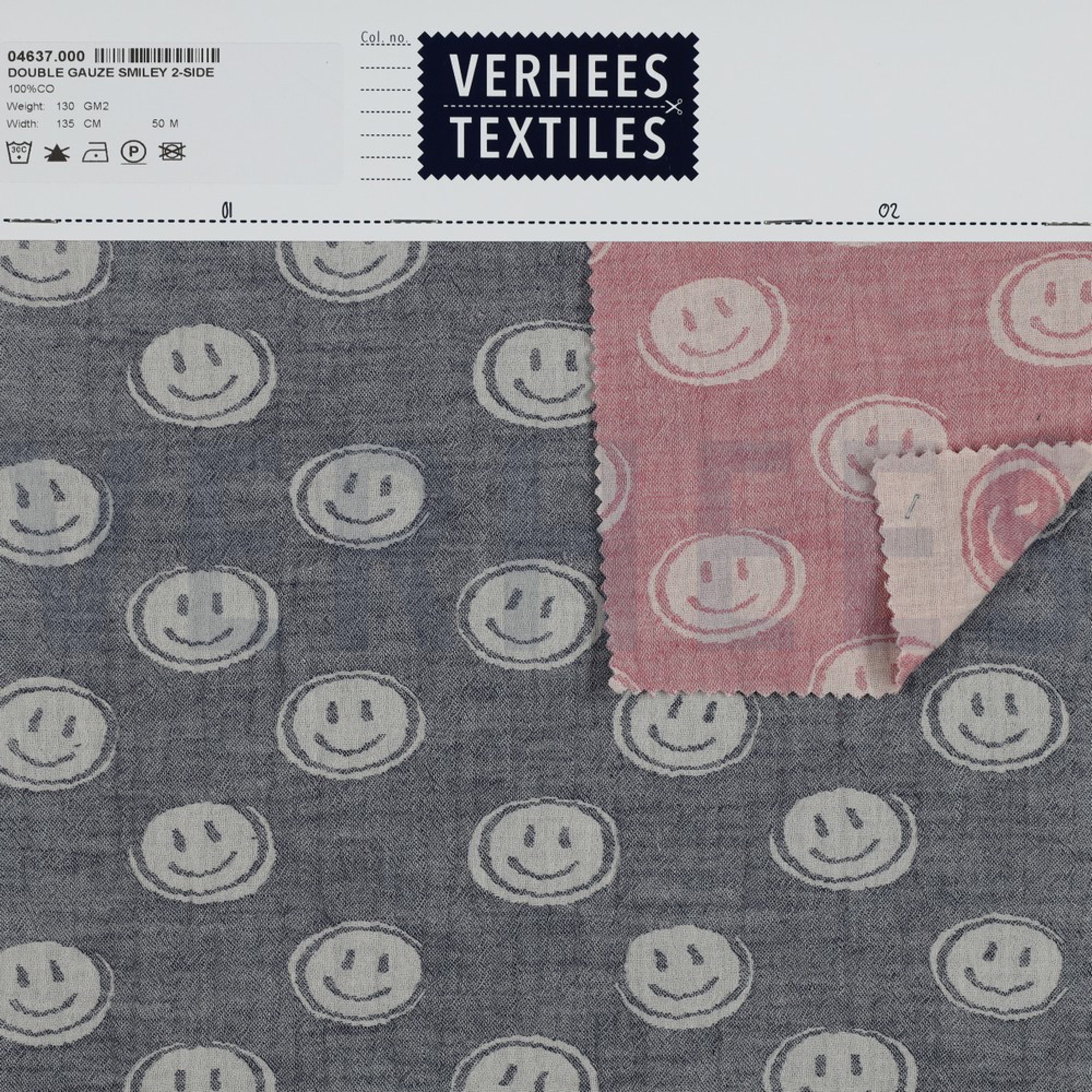 DOUBLE GAUZE JACQUARD SMILEY NAVY / ECRU (high resolution) #4