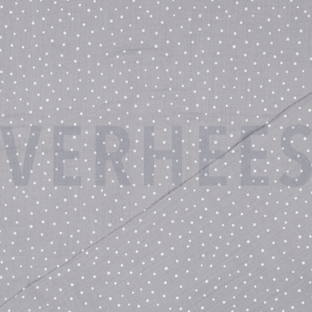 DOUBLE GAUZE LITTLE DOTS GREY #4