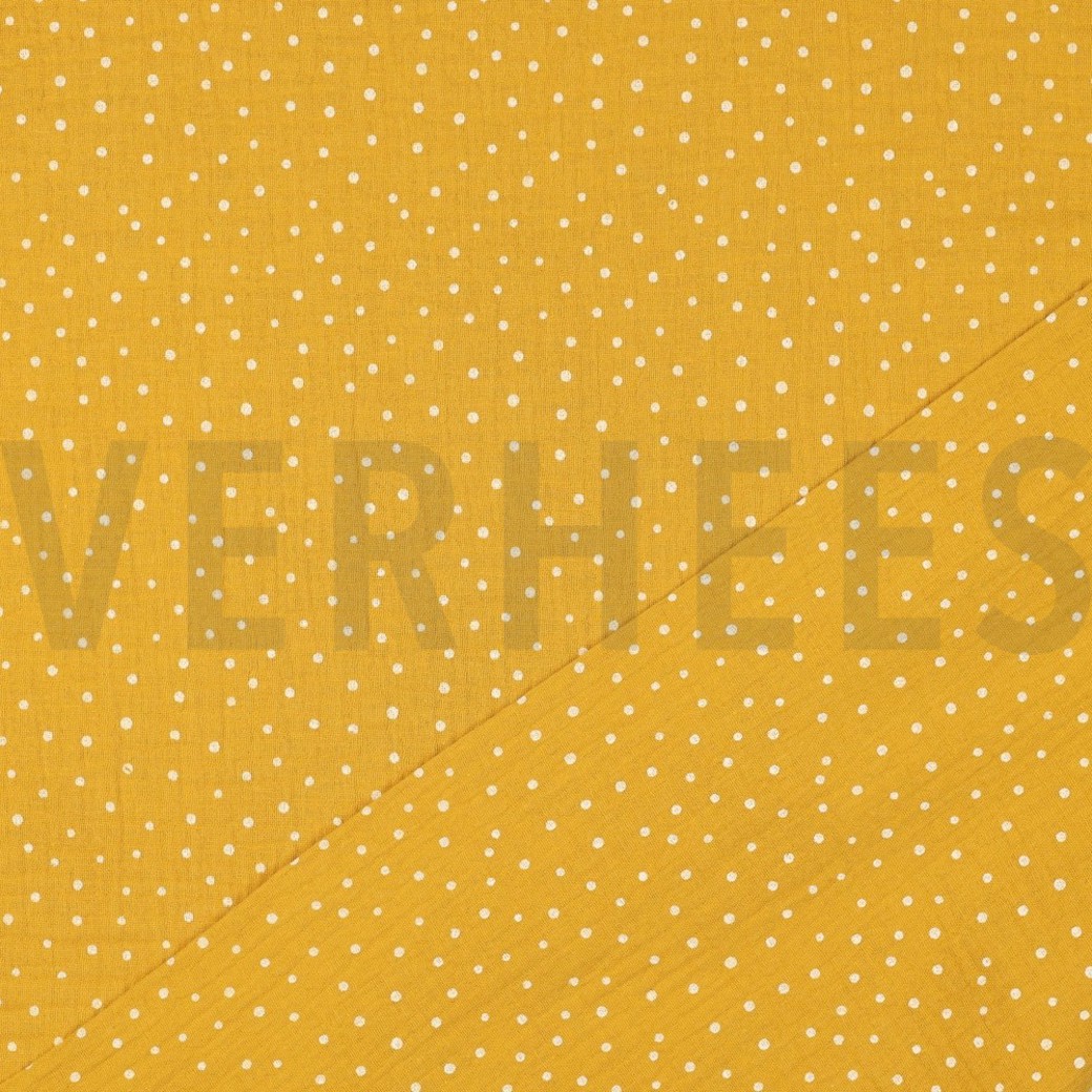 DOUBLE GAUZE LITTLE DOTS OCHRE #4