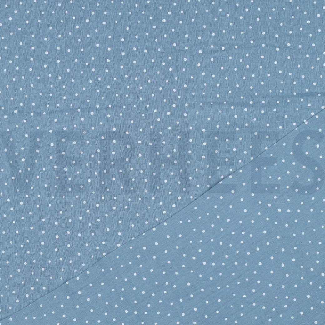 DOUBLE GAUZE LITTLE DOTS LIGHT BLUE #4