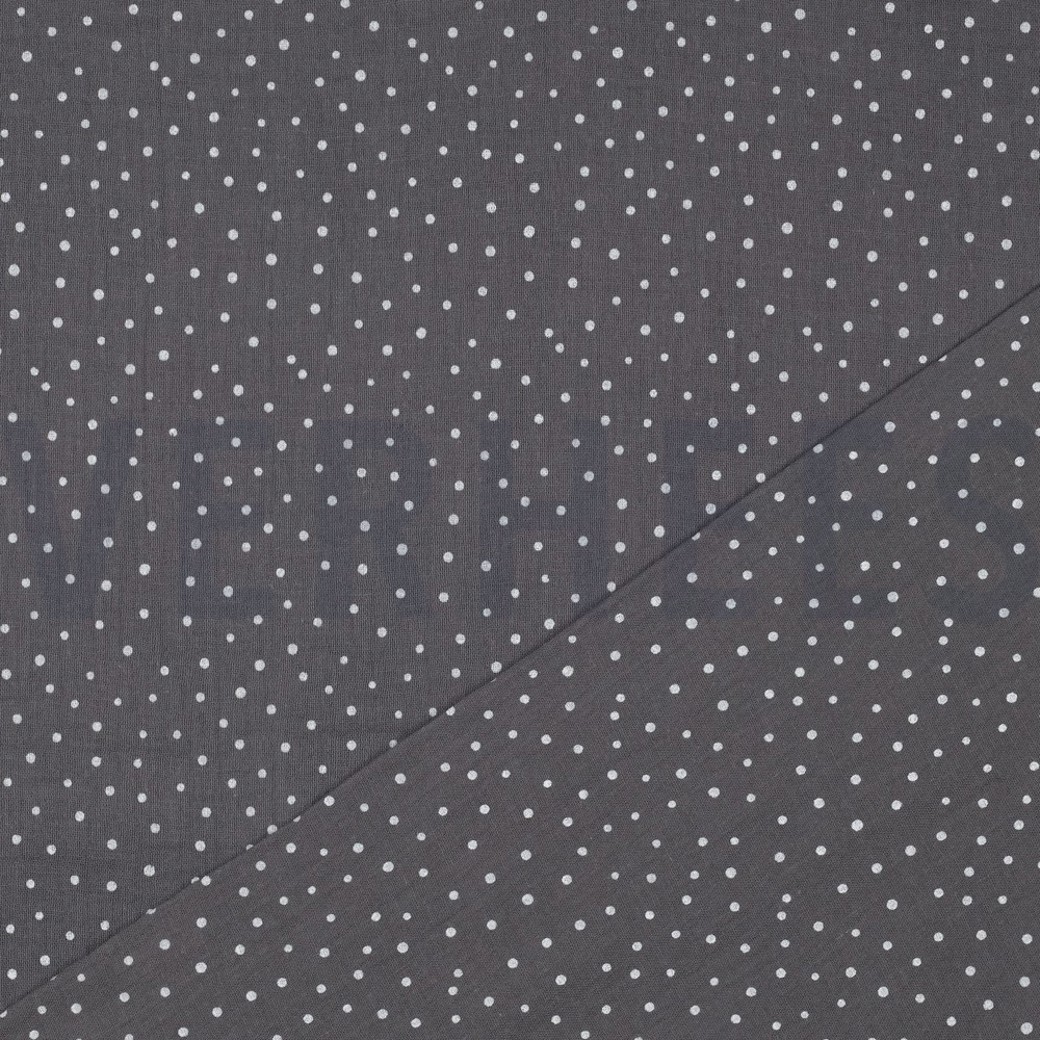 DOUBLE GAUZE LITTLE DOTS DARK GREY #4