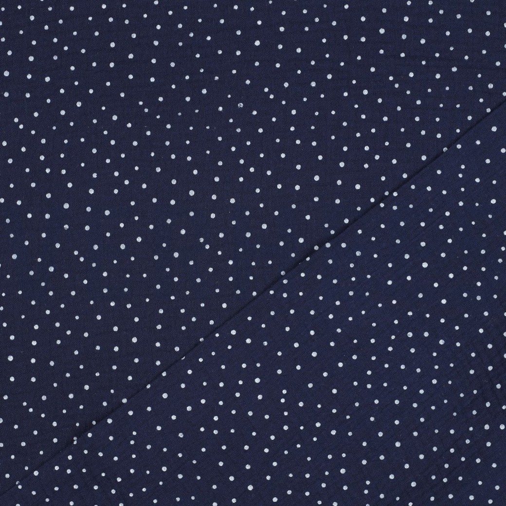 DOUBLE GAUZE LITTLE DOTS NAVY #4