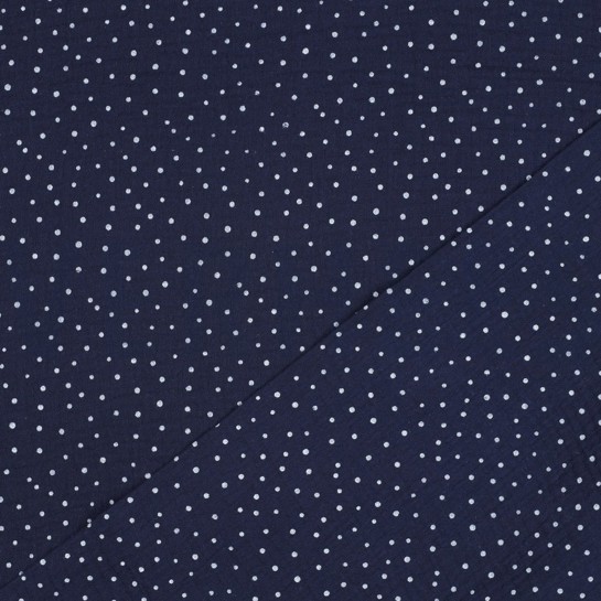 DOUBLE GAUZE LITTLE DOTS NAVY #7