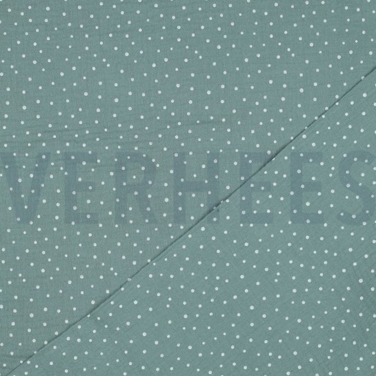 DOUBLE GAUZE LITTLE DOTS OLD GREEN #7