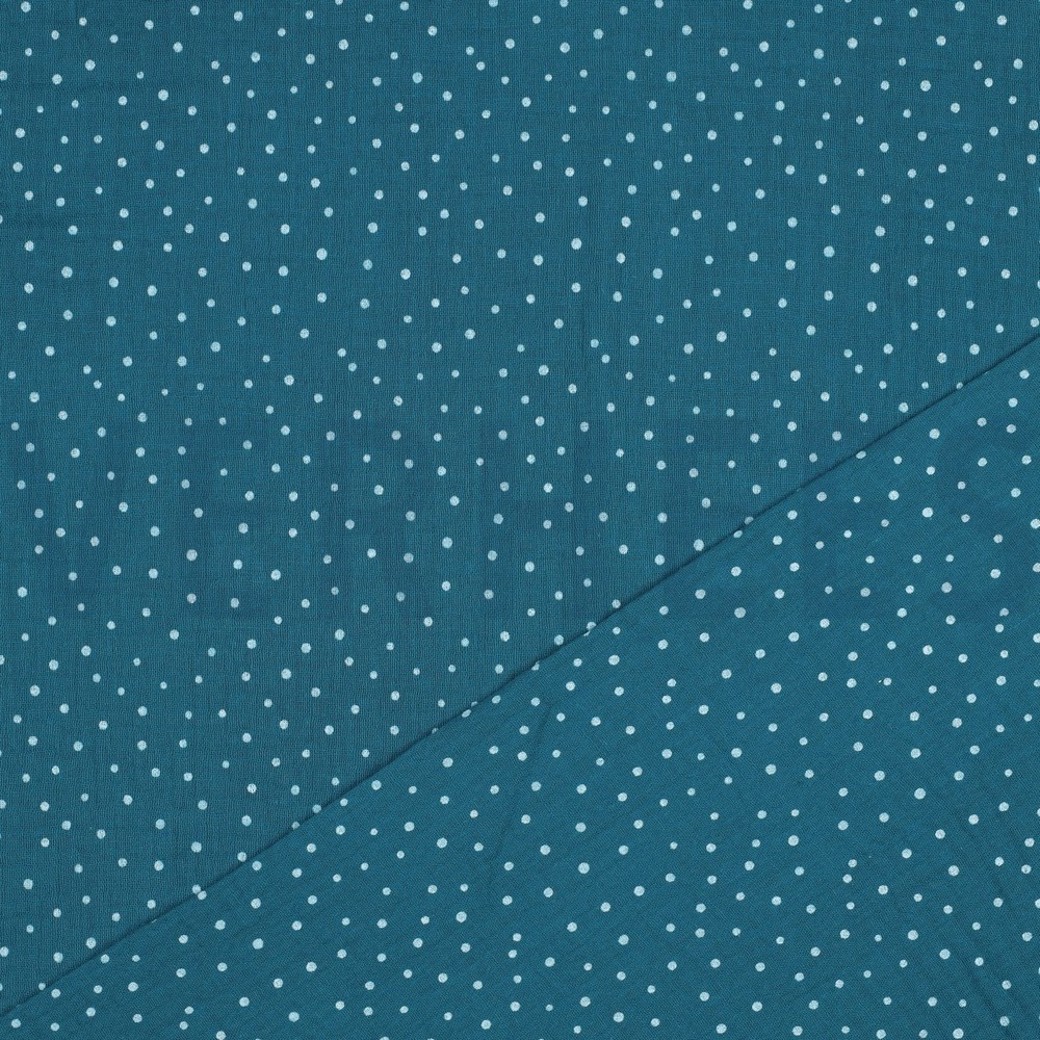 DOUBLE GAUZE LITTLE DOTS PETROL #4
