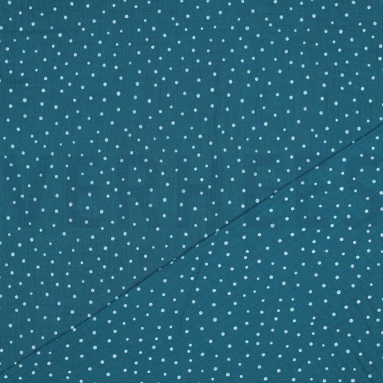 DOUBLE GAUZE LITTLE DOTS PETROL #7
