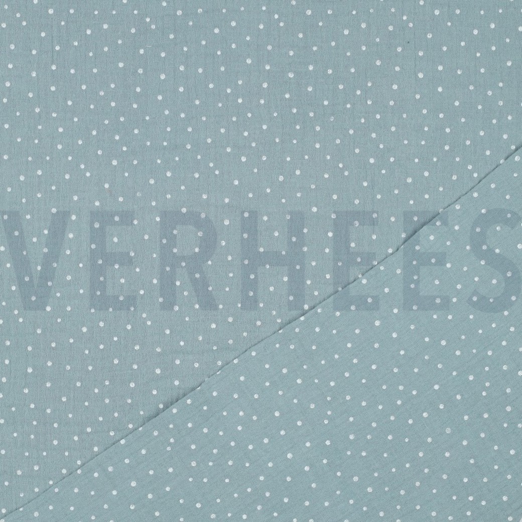 DOUBLE GAUZE LITTLE DOTS AQUA #4